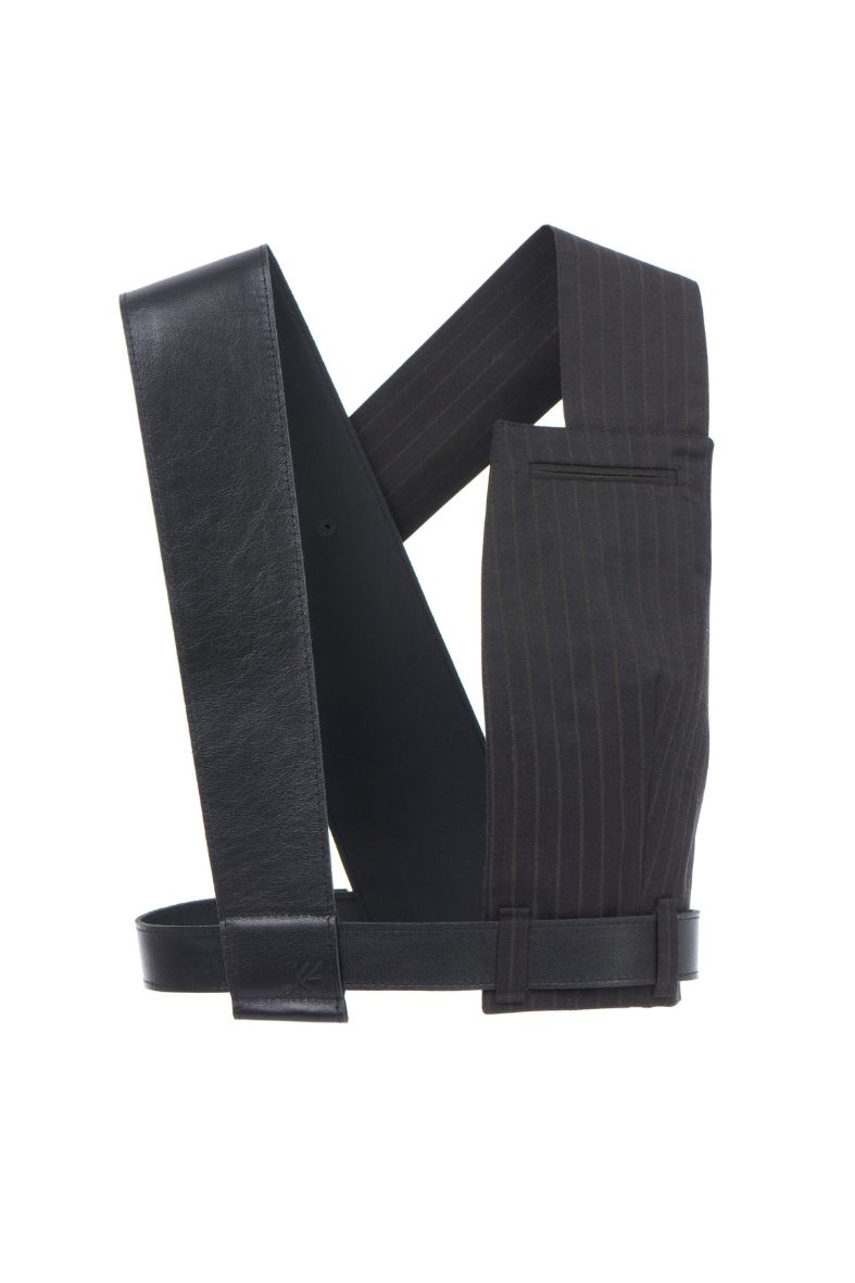 Vest-accessory grey with stripes - black straps