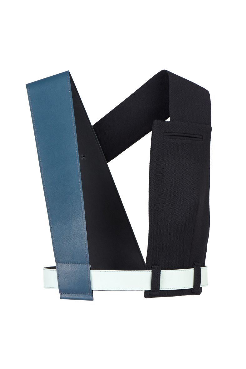 Vest-aksessuaar “Alexis” must – sinised nahast rihmad