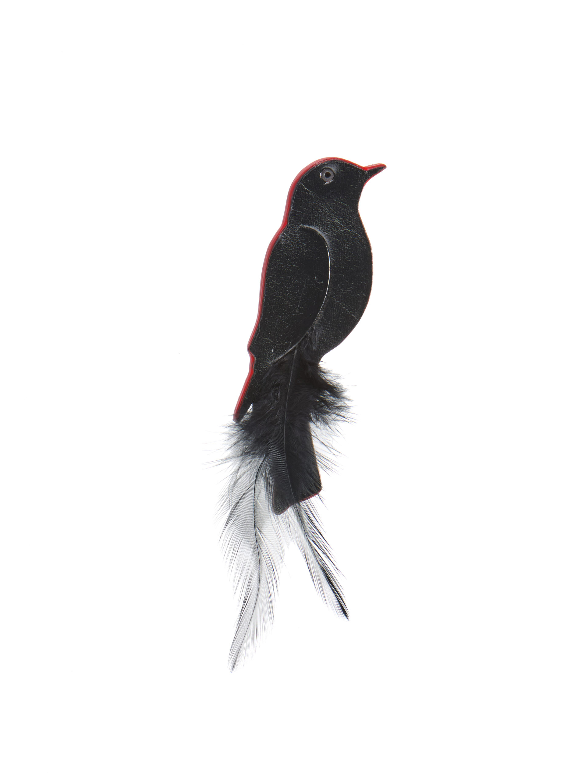 Nahast pross „ A little bird“ väike must, punased servad